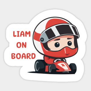 Liam on board Racer Sticker